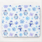 Weihnachtsschneeflocken, Schneemänner und Pinguine Mousepad (Vorne)