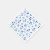 Weihnachtsschneeflocken, Schneemänner und Pinguine Serviette (Ecke)