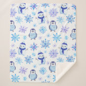 Weihnachtsschneeflocken, Schneemänner und Pinguine Sherpadecke (Vorderseite)