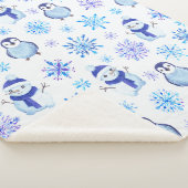 Weihnachtsschneeflocken, Schneemänner und Pinguine Sherpadecke (3/4)