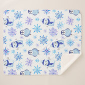 Weihnachtsschneeflocken, Schneemänner und Pinguine Sherpadecke (Vorderseite (Horizontal))