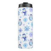 Weihnachtsschneeflocken, Schneemänner und Pinguine Thermosbecher (Vorderseite)