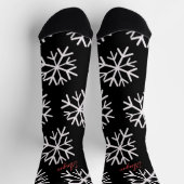 Weihnachtsschneeflocken - Schwarz-weißer Script-Na Socken (Oben)