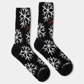 Weihnachtsschneeflocken - Schwarz-weißer Script-Na Socken (Rechts)