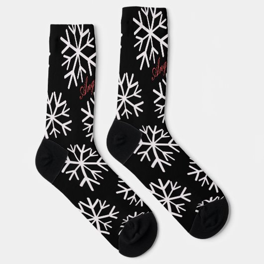 Weihnachtsschneeflocken - Schwarz-weißer Script-Na Socken (Rechts)