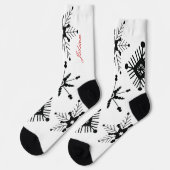 Weihnachtsschneeflocken Schwarzer Skriptname Rot Socken (Linkes Detail)
