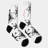 Weihnachtsschneeflocken Schwarzer Skriptname Rot Socken (Rechts)