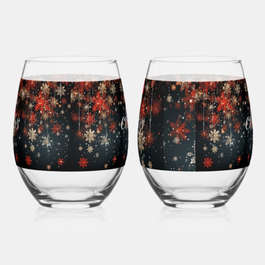 Weihnachtsschneeflocken Sparkle Stars Weinglas Ohne Stiel (Links)