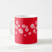 Weihnachtsschneeflocken Sterne rot weiß Kaffeetasse (Vorderseite Links)