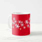 Weihnachtsschneeflocken Sterne rot weiß Kaffeetasse (Vorderseite Links)