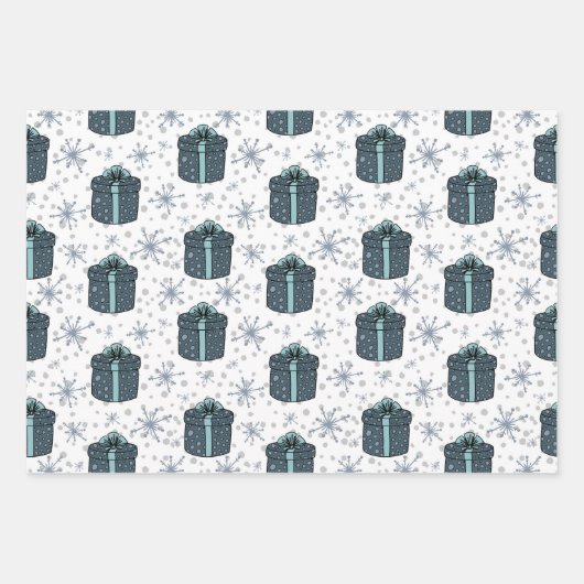 Weihnachtsschneeflocken Subtile Blue Pallet 3 Geschenkpapier Set (Vorderseite 2)