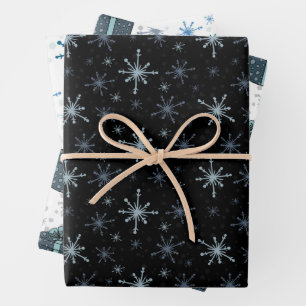 Weihnachtsschneeflocken Subtile Blue Pallet 3 Geschenkpapier Set