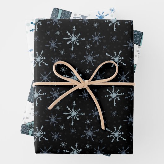 Weihnachtsschneeflocken Subtile Blue Pallet 3 Geschenkpapier Set (Beispiel)