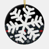 Weihnachtsschneeflocken und Blätter mit Black Back Keramik Ornament (Vorne)