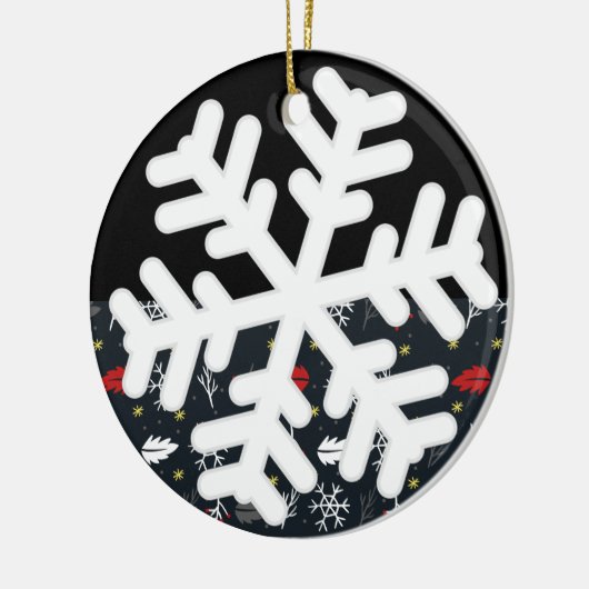Weihnachtsschneeflocken und Blätter mit Black Back Keramik Ornament (Links)