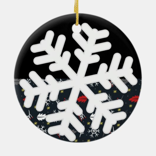 Weihnachtsschneeflocken und Blätter mit Black Back Keramik Ornament (Hinten)