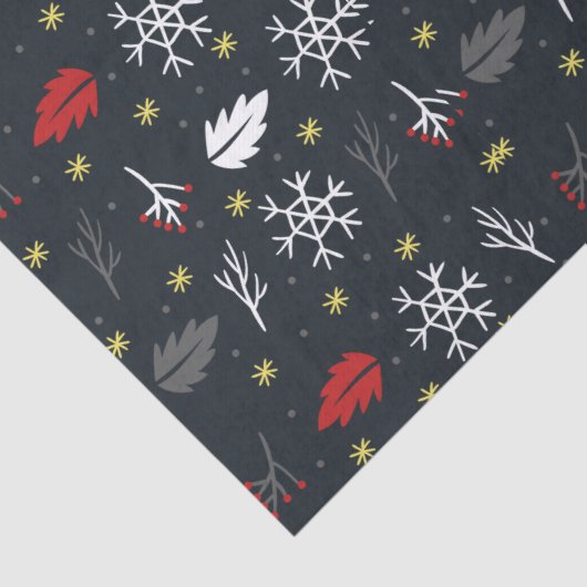 Weihnachtsschneeflocken und Blätter mit Schwarz Seidenpapier (Detail)