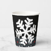 Weihnachtsschneeflocken und Blätter mit schwarzer  Pappbecher (Rückseite)