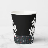 Weihnachtsschneeflocken und Blätter mit schwarzer  Pappbecher (Links)