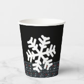 Weihnachtsschneeflocken und Blätter mit schwarzer  Pappbecher (Vorderseite)