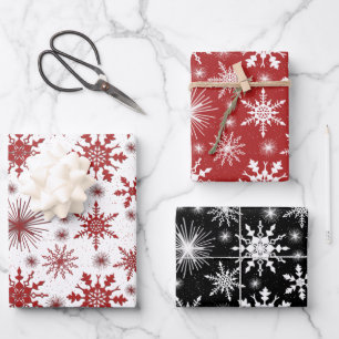 Weihnachtsschneeflocken und Glitzern wrapping Geschenkpapier Set