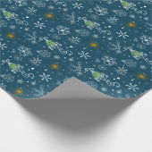 Weihnachtsschneeflocken und Lanterns Cartoon Stil Geschenkpapier (Ecke)