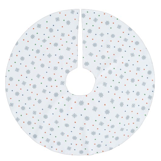 Weihnachtsschneeflocken und Punktmuster Polyester Weihnachtsbaumdecke (Vorderseite)