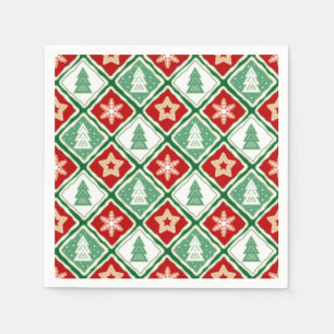 Weihnachtsschneeflocken und Weihnachtsbäume Serviette