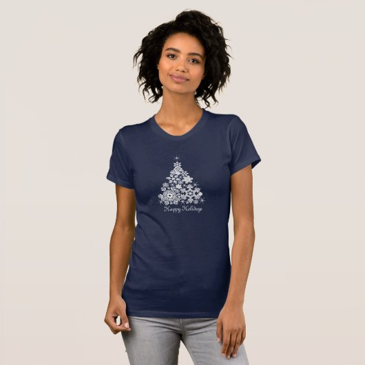 Weihnachtsschneeflocken Weihnachtsbaum T-Shirt (Vorne ganz)