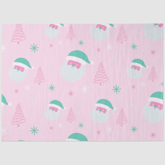 Weihnachtsschneeflocken Weihnachtsbäume Rosa Weihn Seidenpapier (Vorderseite)