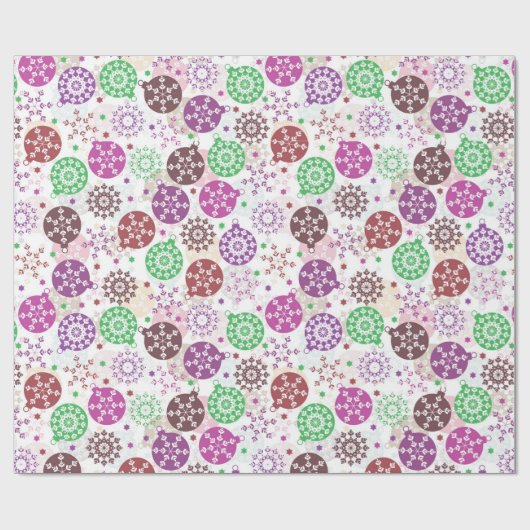 Weihnachtsschneeflocken & Weihnachtskugel Muster Geschenkpapier (Flach)