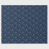 Weihnachtsschneeflocken Winter Pattern Navy Blau Geschenkpapier (Flach)