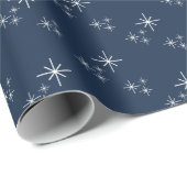 Weihnachtsschneeflocken Winter Pattern Navy Blau Geschenkpapier (Rolleneckpunkt)