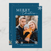 Weihnachtsschneeflocken Winterstilvolles Familienf Feiertagskarte (Vorne/Hinten)