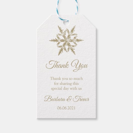 Weihnachtsschneeflocken WinterWedding Danke Geschenkanhänger (Vorderseite)