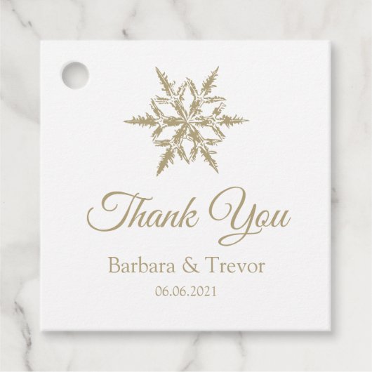 Weihnachtsschneeflocken WinterWedding Danke Geschenkanhänger (Vorderseite)