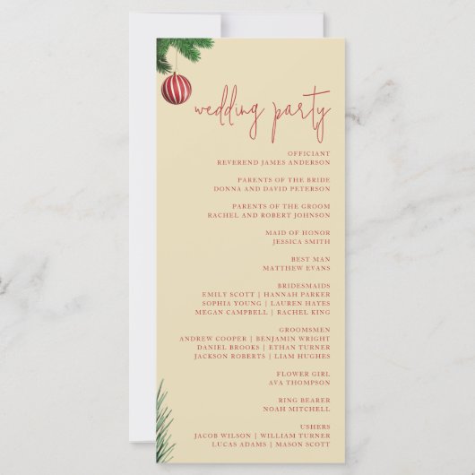 Weihnachtsschneeflocken WinterWedding Programm (Rückseite)