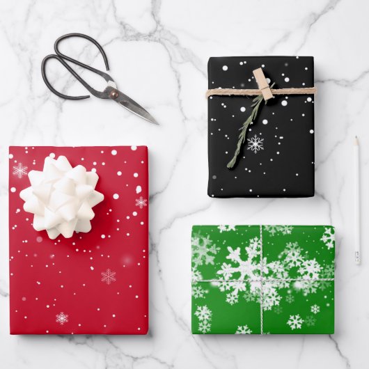 Weihnachtsschneeflocken WRAPPPAPIERSHEETS Geschenkpapier Set (Vorderseite)