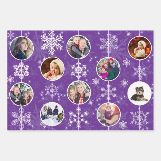 Weihnachtsschneeflocken Zehn beliebte Fotos Geschenkpapier Set (Vorderseite 3)
