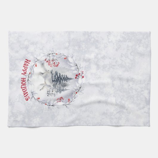 Weihnachtsschneefox | Winterlandschaft | Geschirrtuch (Horizontal)