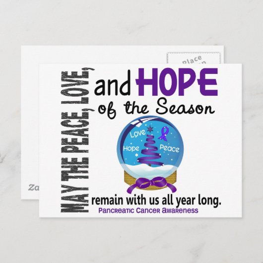 Weihnachtsschneeglobe 1 Bauchspeicheldrüsenkrebs Feiertagspostkarte (Vorne/Hinten)