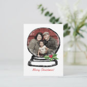 Weihnachtsschneeglobe-Foto Feiertagspostkarte (Stehend Vorderseite)