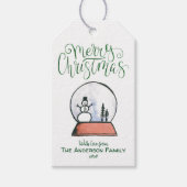 Weihnachtsschneeglobe {GRÜNE} Geschenkanhänger (Vorderseite)