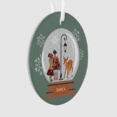 Weihnachtsschneeglobe | Menschen und Hirsche, Pers Ornament (Vorderseite)