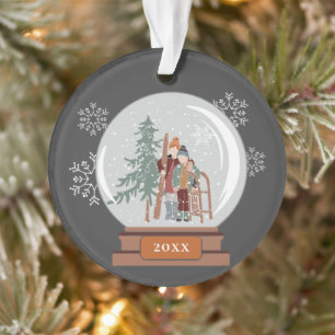 Weihnachtsschneeglobe   Menschen und Skier Persona Ornament