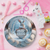 Weihnachtsschneeglobe mit Kaninchen Pappteller (Party)