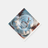 Weihnachtsschneeglobe mit Kaninchen Serviette (Ecke)