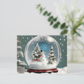 Weihnachtsschneeglobe Postkarte (Stehend Vorderseite)