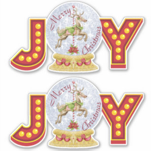 Weihnachtsschneeglobe Rentierschneeflocken Aufkleber