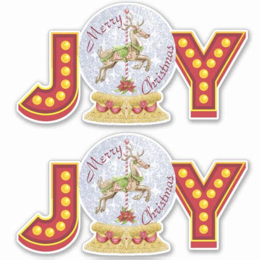 Weihnachtsschneeglobe Rentierschneeflocken Aufkleber (Vorderseite)